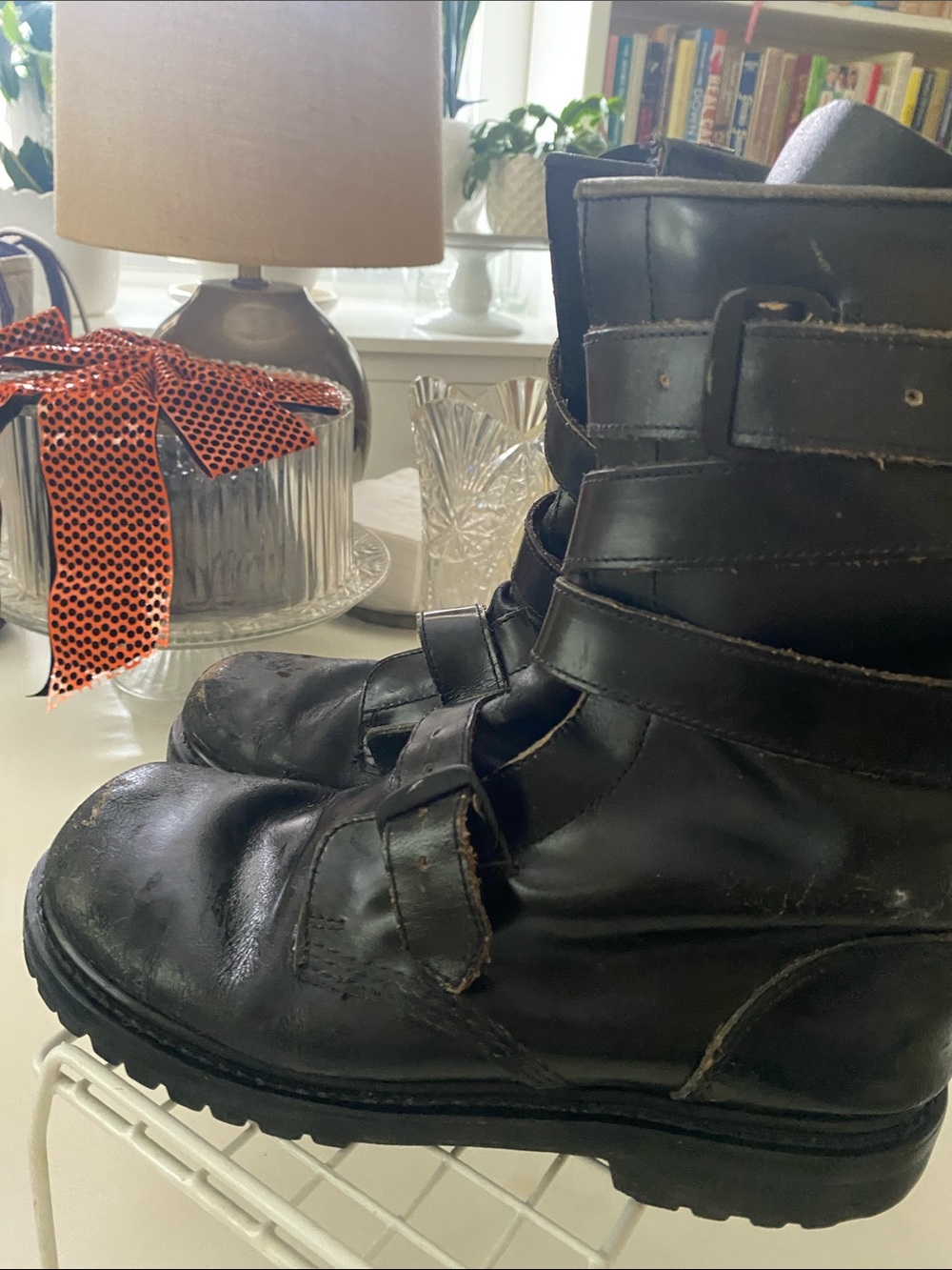 Men's Black Leather Strap Boots